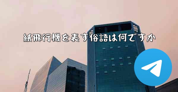 紙飛行機を表す俗語は何ですか